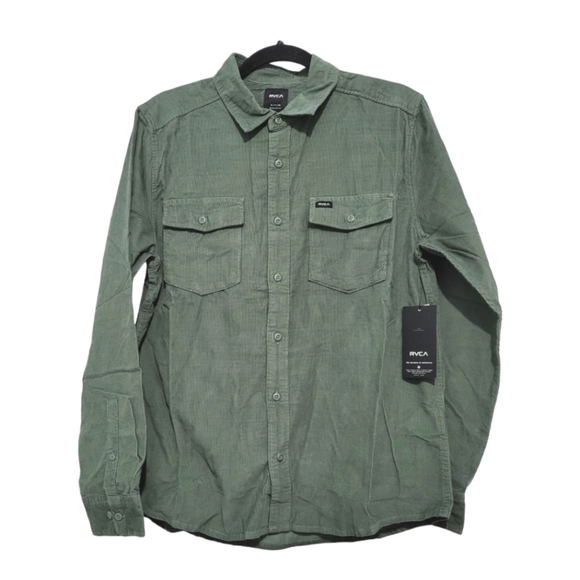 RVCA Freeman Cord Green Long Sleeve Size Small - Picture 3 of 8